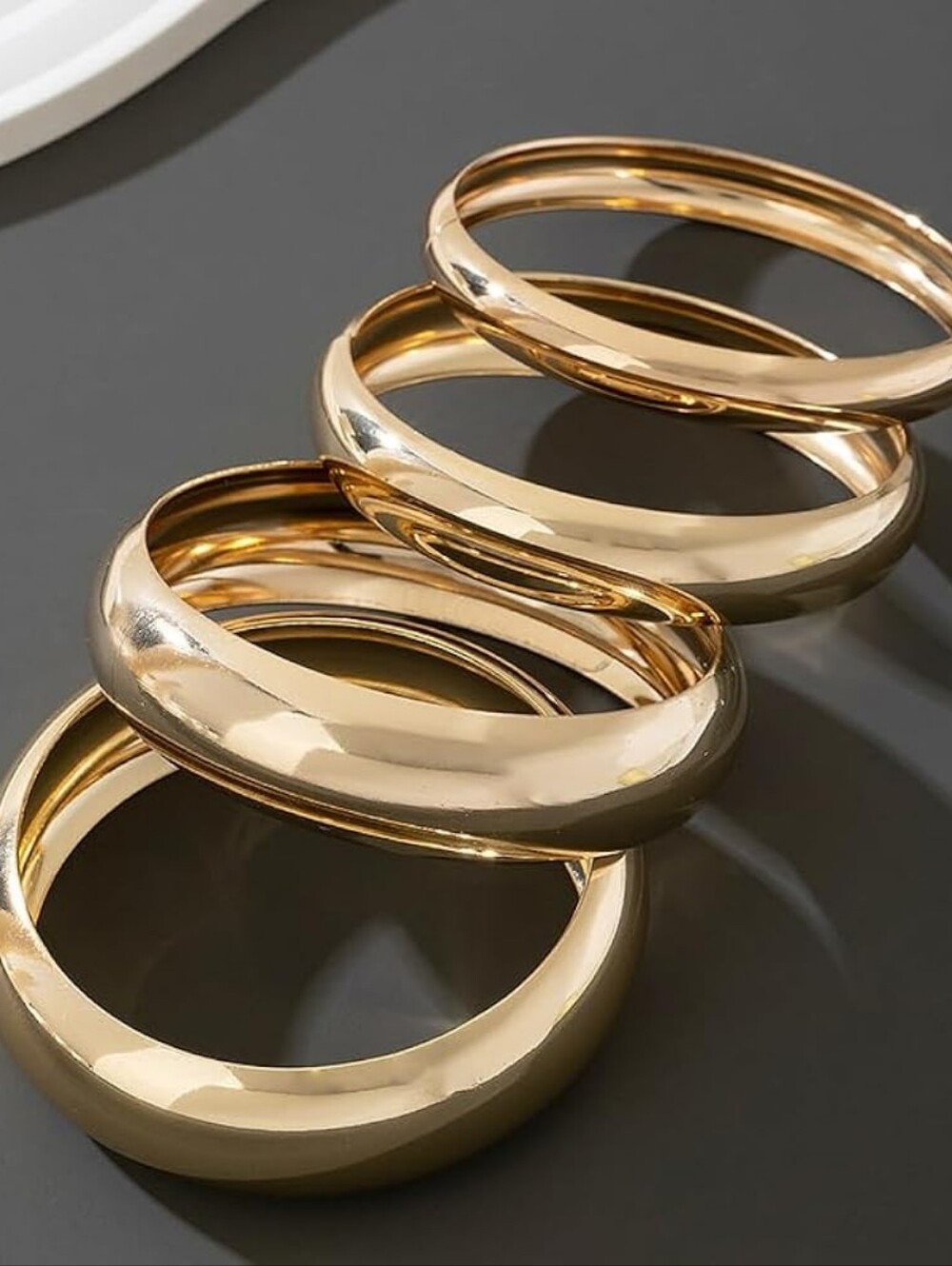 Chunky Gold Bangle Bracelets 14K Gold Plated - Picture 3 of 3